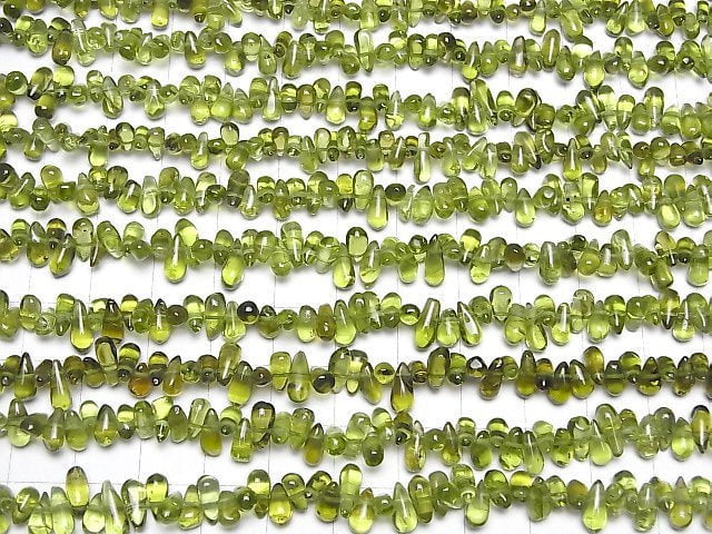 [Video]High Quality Peridot AA++ Drop -Nugget 1strand beads (aprx.14inch/34cm)