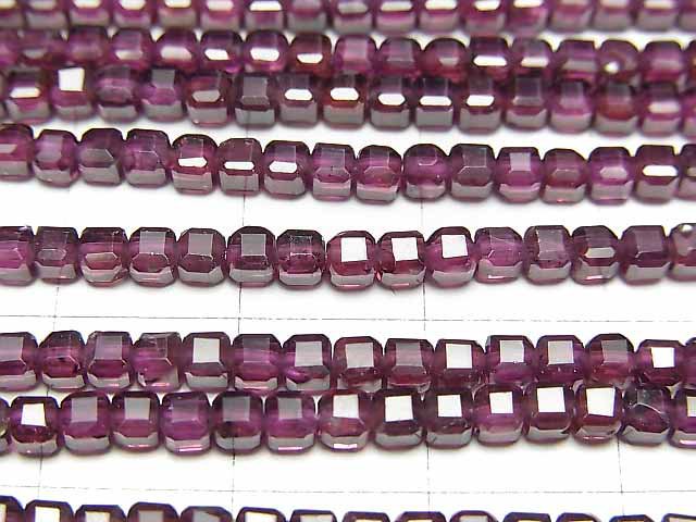 [Video]High Quality! Rhodolite Garnet AAA Cube Shape 2.5x2.5x2.5mm 1strand beads (aprx.15inch/37cm)