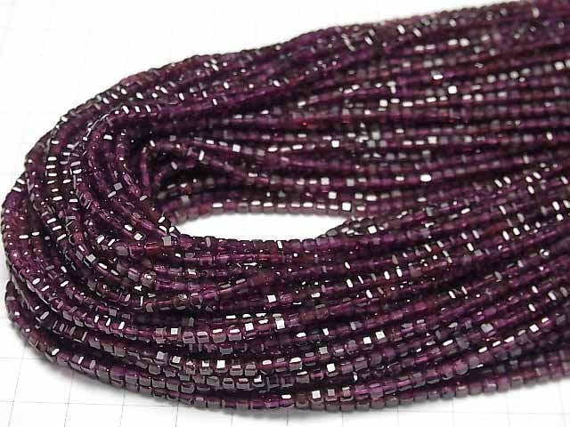 [Video]High Quality! Rhodolite Garnet AAA Cube Shape 2.5x2.5x2.5mm 1strand beads (aprx.15inch/37cm)