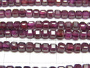 [Video]High Quality! Rhodolite Garnet AAA Cube Shape 3x3x3mm 1strand beads (aprx.15inch/37cm)