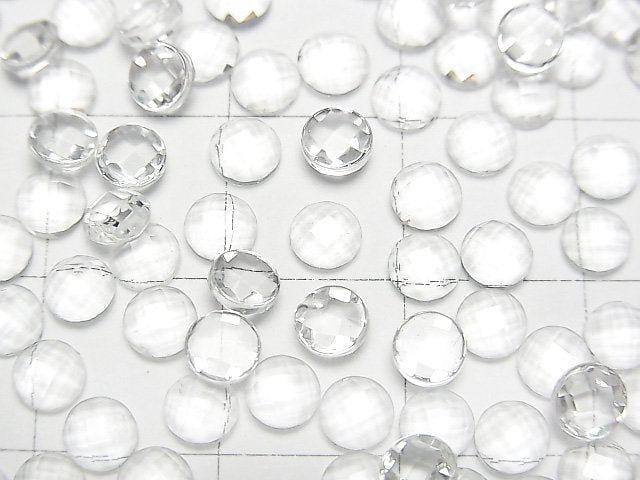 [Video]High Quality White Topaz AAA Round Faceted Cabochon 4x4mm 10pcs