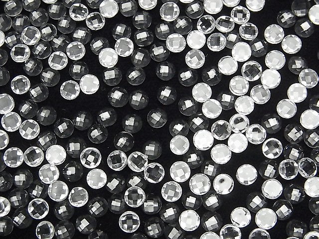 [Video]High Quality White Topaz AAA Round Faceted Cabochon 4x4mm 10pcs