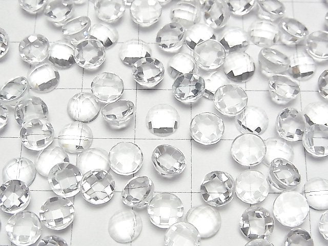 [Video]High Quality White Topaz AAA Round Faceted Cabochon 6x6mm 4pcs