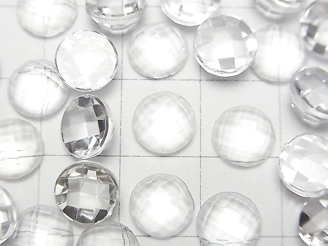 [Video]High Quality White Topaz AAA Round Faceted Cabochon 8x8mm 2pcs