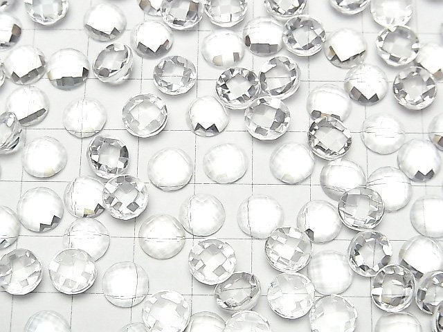 [Video]High Quality White Topaz AAA Round Faceted Cabochon 8x8mm 2pcs