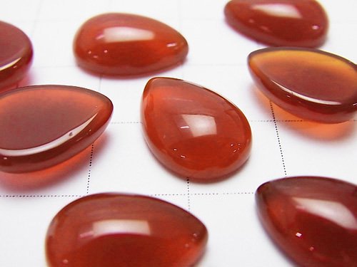 Red Agate AAA Pear shape Cabochon 14x10mm 3pcs