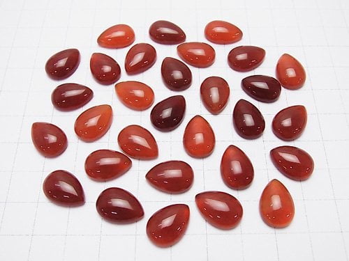 Red Agate AAA Pear shape Cabochon 14x10mm 3pcs