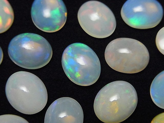 [Video]High Quality Ethiopian Opal AA++ Oval Cabochon 12x10mm 2pcs