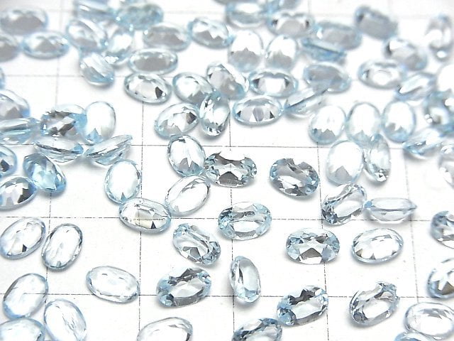 [Video]High Quality Sky Blue Topaz AAA Loose stone Oval Faceted 6x4mm 10pcs