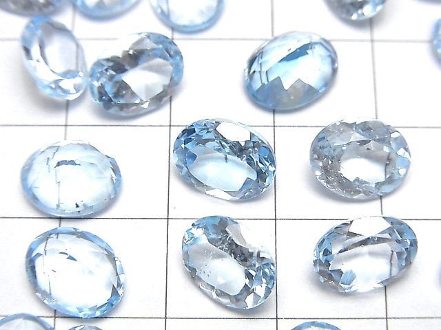 [Video]High Quality Sky Blue Topaz AAA Loose stone Oval Faceted 10x8mm 2pcs