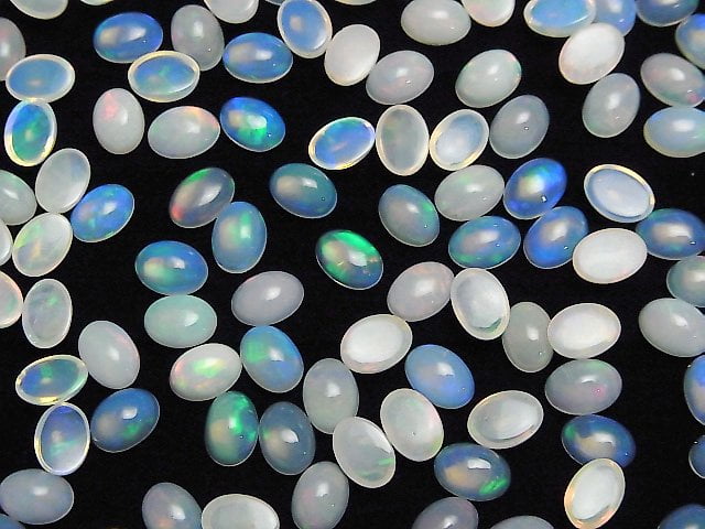 [Video]High Quality Ethiopian Opal AAA- Oval Cabochon 7x5mm 5pcs