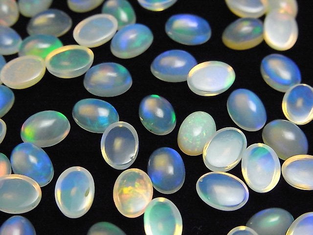 [Video]High Quality Ethiopian Opal AAA- Oval Cabochon 7x5mm 5pcs