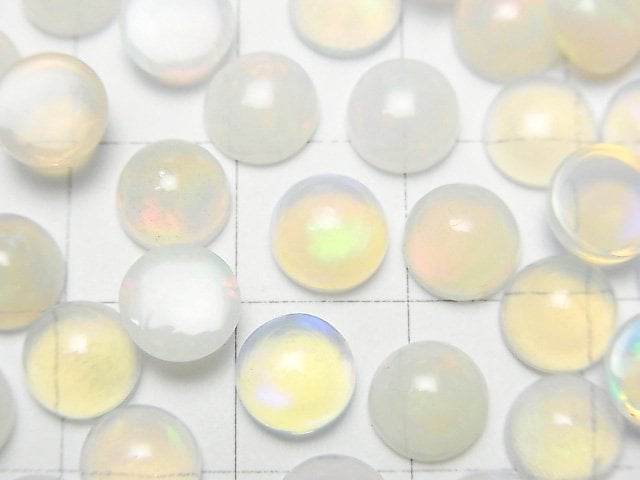 [Video]High Quality Ethiopian Opal AAA- Round Cabochon 7x7mm 5pcs