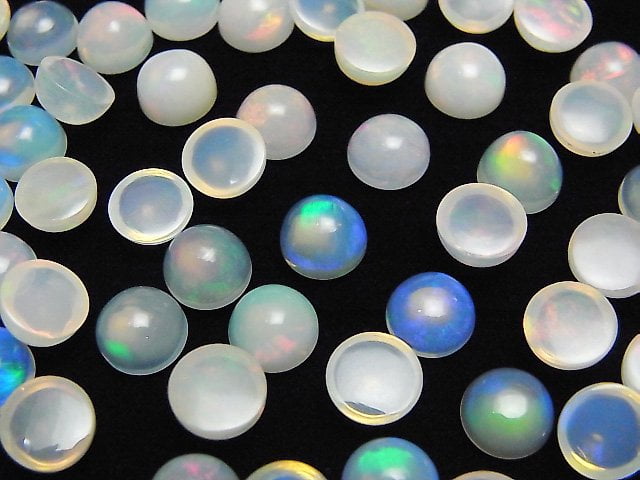 [Video]High Quality Ethiopian Opal AAA- Round Cabochon 7x7mm 5pcs