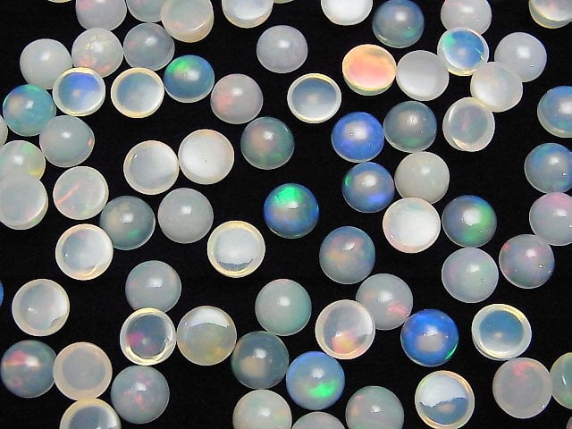 [Video]High Quality Ethiopian Opal AAA- Round Cabochon 7x7mm 5pcs