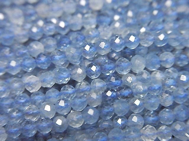 [Video] High Quality! Deep Blue Aquamarine AAA- Faceted Round 3mm 1-strand beads (approx. 15 inches/37 cm)