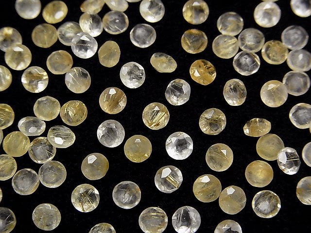 [Video]High Quality Rutilated Quartz AAA Loose stone Round Faceted 4x4mm 10pcs