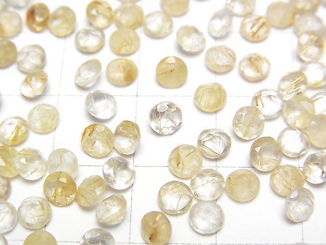 [Video]High Quality Rutilated Quartz AAA Loose stone Round Faceted 4x4mm 10pcs