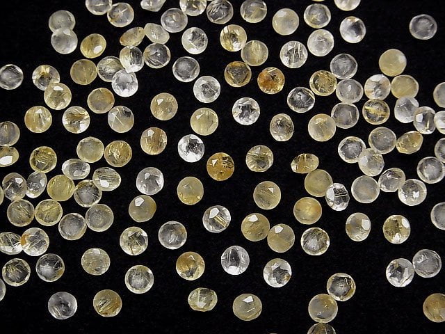 [Video]High Quality Rutilated Quartz AAA Loose stone Round Faceted 4x4mm 10pcs