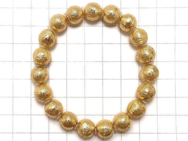 [Video][One of a kind] Meteorite (Muonionalusta ) Round 10mm Yellow Gold Bracelet NO.1