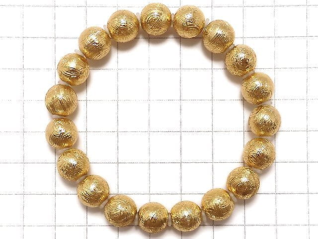 [Video][One of a kind] Meteorite (Muonionalusta ) Round 10mm Yellow Gold Bracelet NO.2