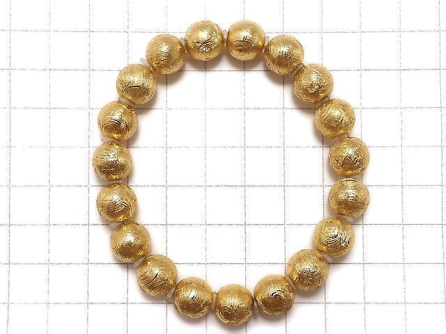 [Video][One of a kind] Meteorite (Muonionalusta ) Round 10mm Yellow Gold Bracelet NO.6