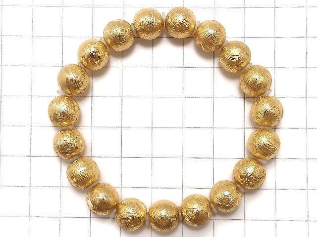 [Video][One of a kind] Meteorite (Muonionalusta ) Round 10mm Yellow Gold Bracelet NO.7