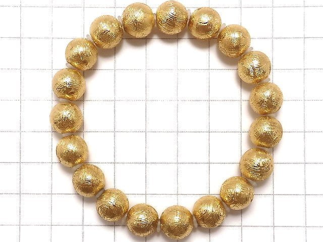 [Video][One of a kind] Meteorite (Muonionalusta ) Round 10mm Yellow Gold Bracelet NO.8