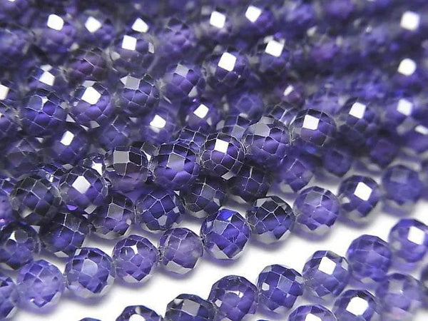 High Quality! Cubic Zirconia AAA Faceted Round 4mm [Purple] 1strand beads (aprx.14inch/35cm)