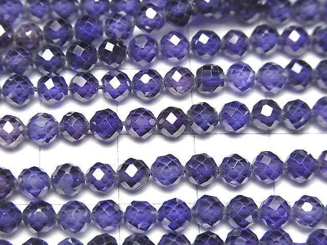 High Quality! Cubic Zirconia AAA Faceted Round 4mm [Purple] 1strand beads (aprx.14inch/35cm)