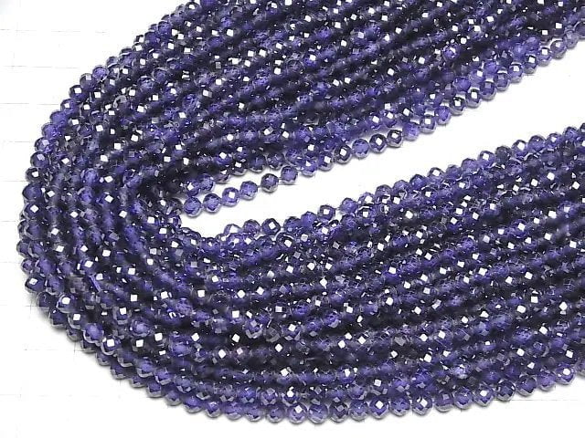 High Quality! Cubic Zirconia AAA Faceted Round 4mm [Purple] 1strand beads (aprx.14inch/35cm)