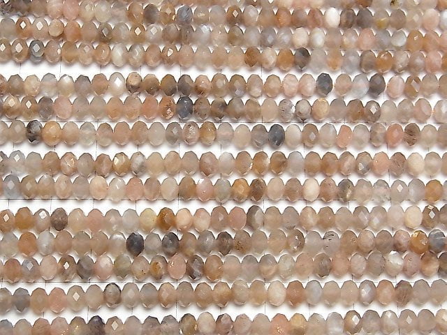 [Video]High Quality! Multicolor Moonstone AA+ Faceted Button Roundel 6x6x4mm 1strand beads (aprx.15inch/36cm)