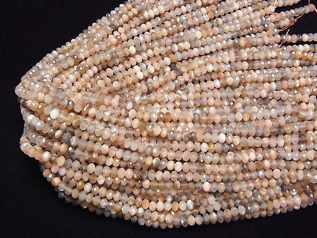 [Video]High Quality! Multicolor Moonstone AA+ Faceted Button Roundel 6x6x4mm 1strand beads (aprx.15inch/36cm)