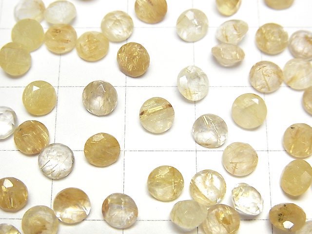 [Video]High Quality Rutilated Quartz AAA- Loose stone Round Faceted 5x5mm 5pcs