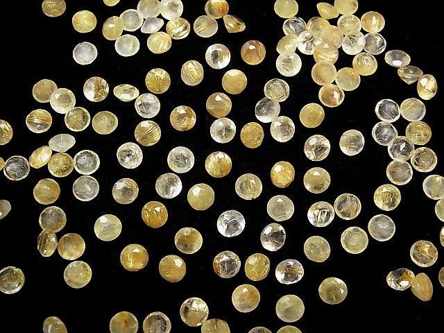 [Video]High Quality Rutilated Quartz AA++ Loose stone Round Faceted 5x5mm 5pcs