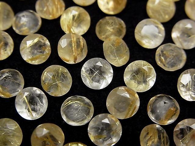 [Video]High Quality Rutilated Quartz AA++ Loose stone Round Faceted 6x6mm 3pcs