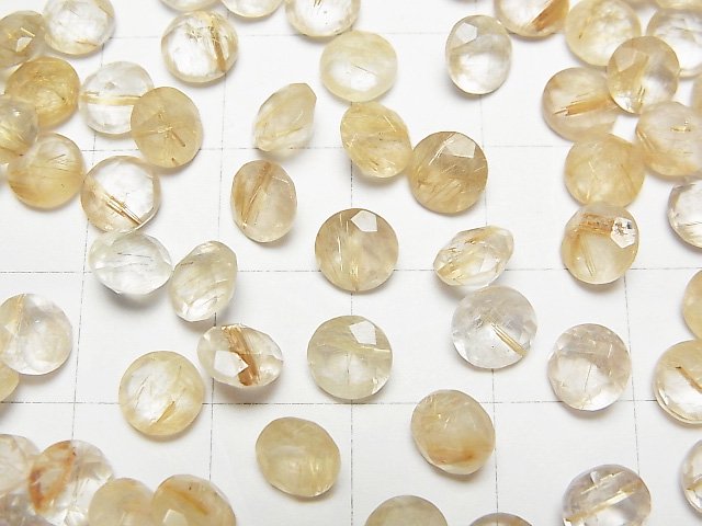 [Video]High Quality Rutilated Quartz AAA Loose stone Round Faceted 6x6mm 3pcs