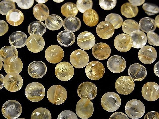 [Video]High Quality Rutilated Quartz AA++ Loose stone Round Faceted 6x6mm 3pcs