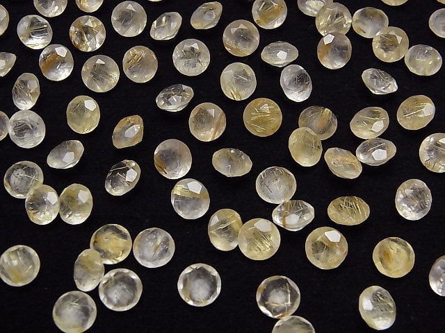 [Video]High Quality Rutilated Quartz AAA Loose stone Round Faceted 6x6mm 3pcs