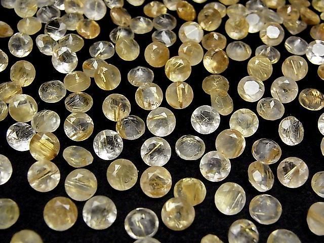 [Video]High Quality Rutilated Quartz AA++ Loose stone Round Faceted 6x6mm 3pcs
