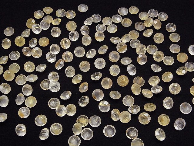 [Video]High Quality Rutilated Quartz AAA Loose stone Round Faceted 6x6mm 3pcs