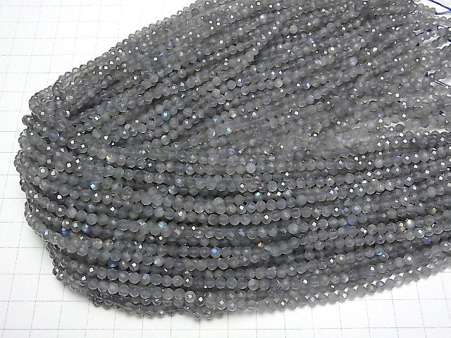 [Video]High Quality! Labradorite AAA- Faceted Round 4mm 1strand beads (aprx.15inch/37cm)