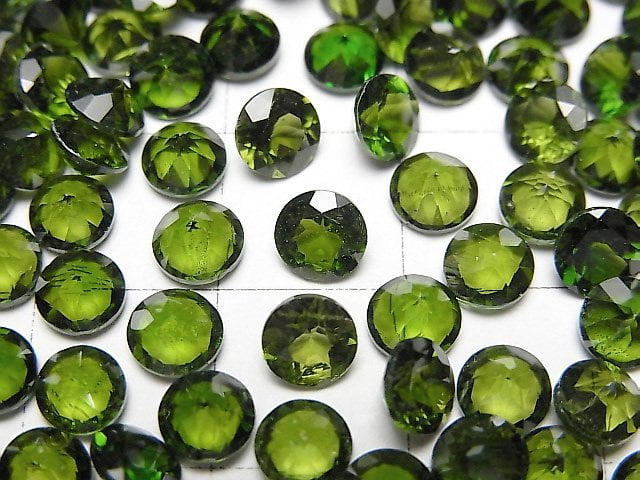 [Video]High Quality Chrome Diopside AAA Loose stone Round Faceted 5x5mm 2pcs