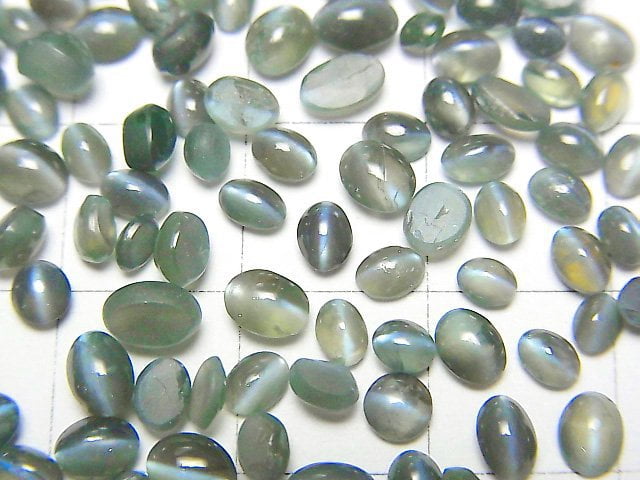 [Video] Alexandrite Cat's Eye AAA Oval Cabochon [S-M size] 4pcs