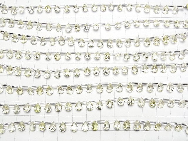 [Video]High Quality Lemon Quartz AAA Pear shape Faceted 7x5mm 1strand (18pcs )