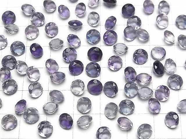 [Video]High Quality Multicolor Fluorite AAA Loose stone Round Faceted 6x6mm 3pcs