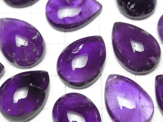 [Video]Zambia Amethyst AA++ Pear shape Cabochon 18x13mm 2pcs