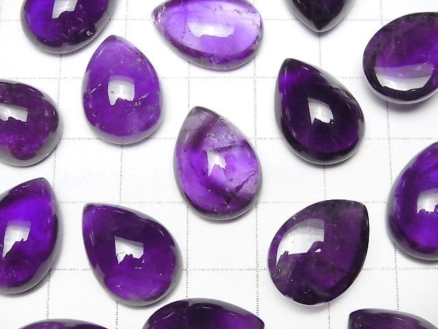 [Video]Zambia Amethyst AA++ Pear shape Cabochon 18x13mm 2pcs