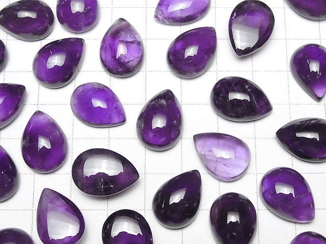 [Video]Zambia Amethyst AA++ Pear shape Cabochon 18x13mm 2pcs