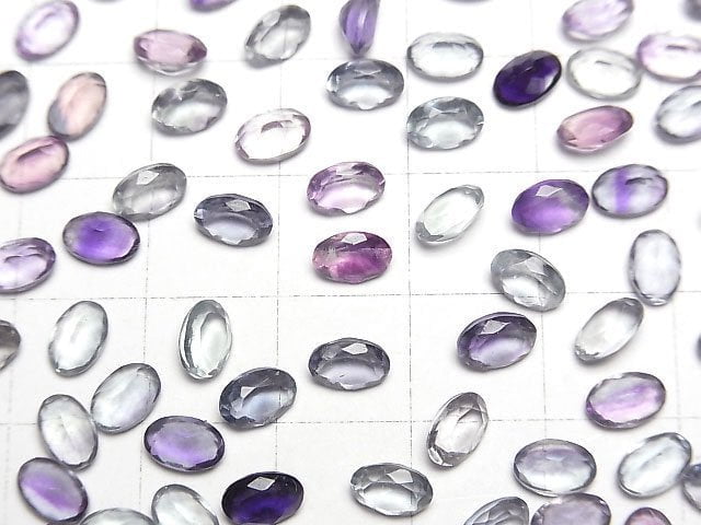 [Video]High Quality Multicolor Fluorite AAA Loose stone Oval Faceted 6x4mm 5pcs